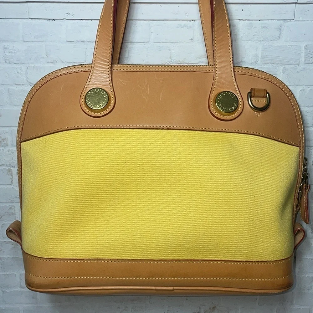 Dooney & Bourke Alma Leather Canvas Satchel Handbag Purse with Removable Strap